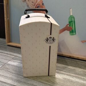 Rare Juicy Couture Cream Gift Box with Black Handle and stuffed dog